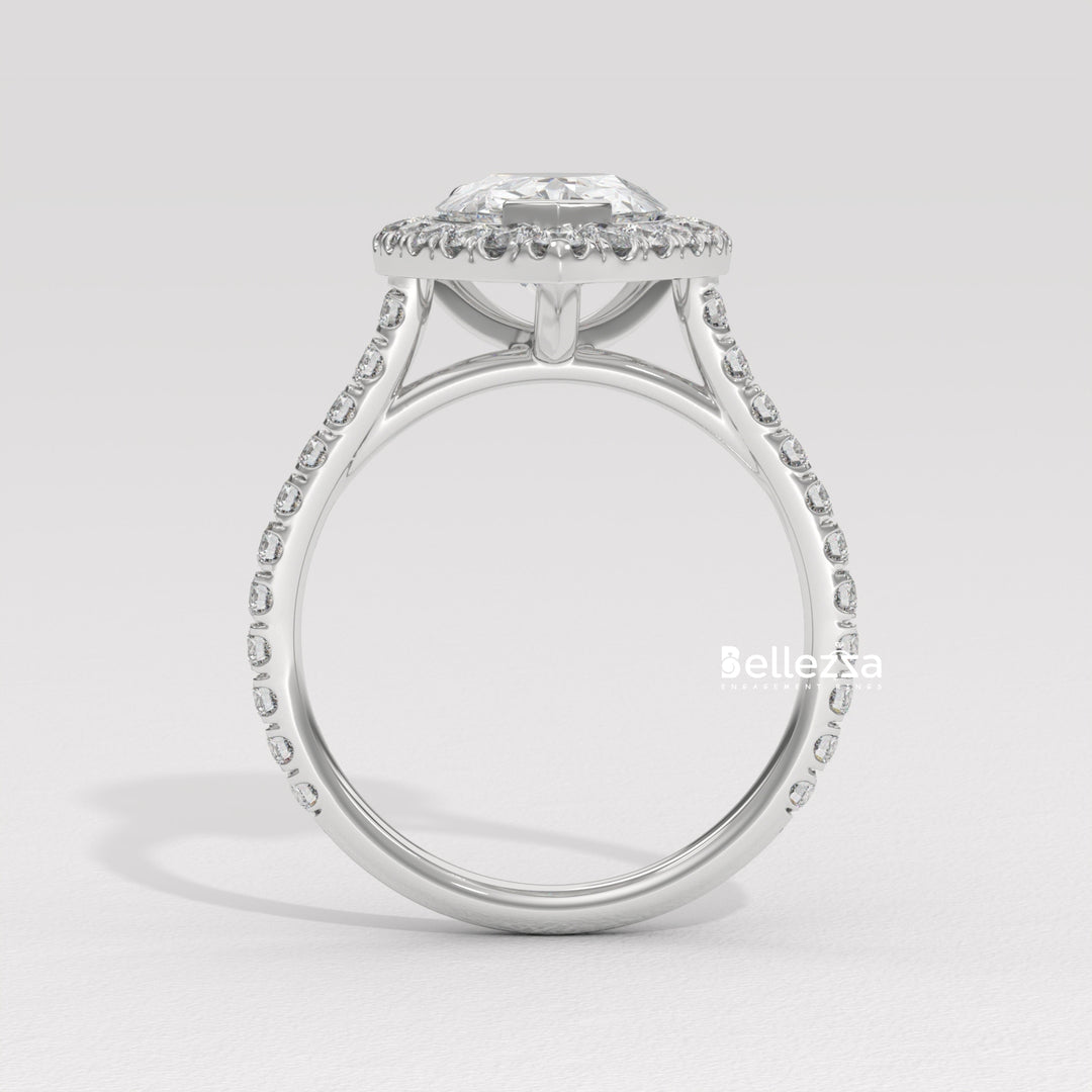2.0-3.0CT Pear Cut Diamond Halo Pave Setting Lab Grown Engagement Ring