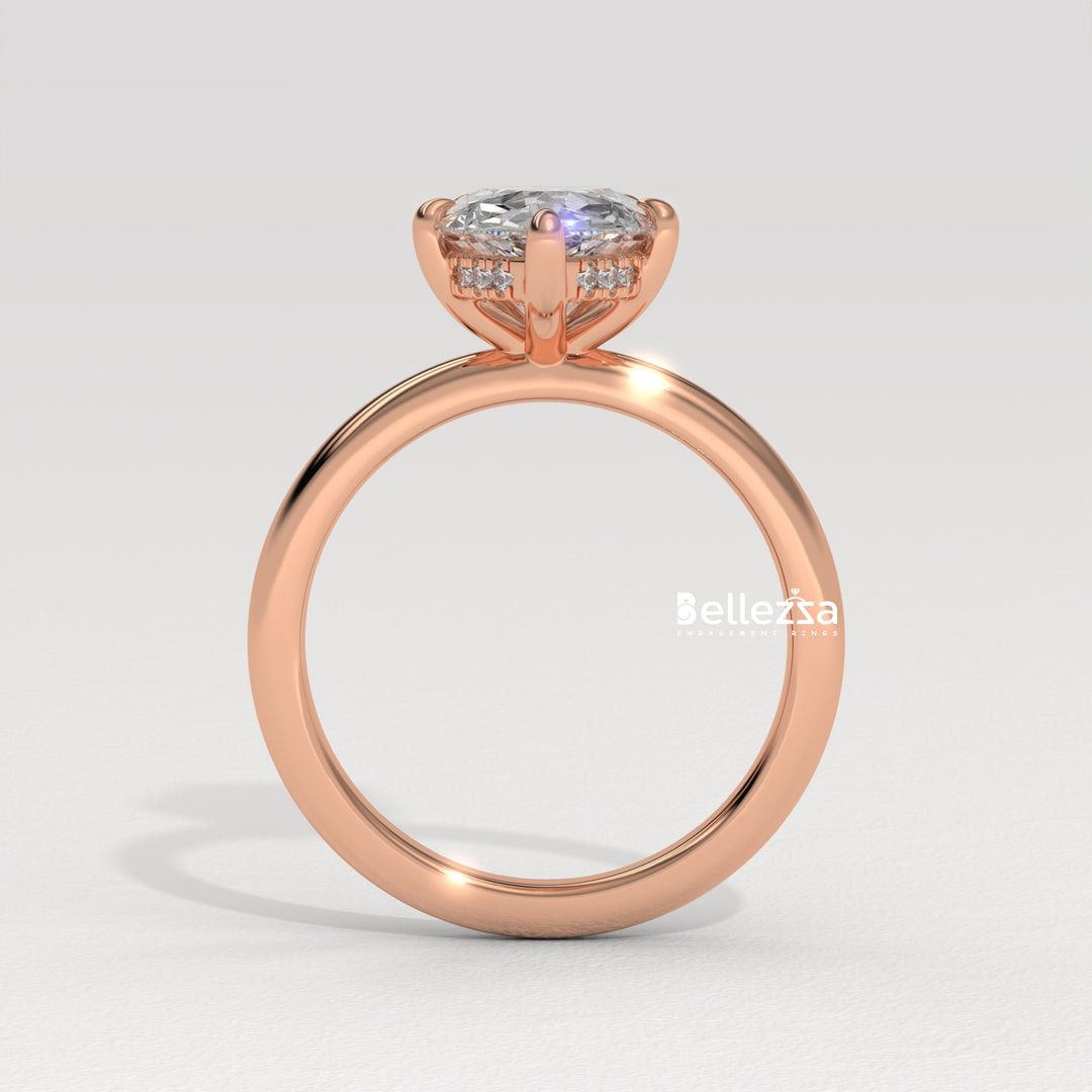 2.0-3.0CT Pear Cut Hidden Halo CVD Diamond Engagement Ring