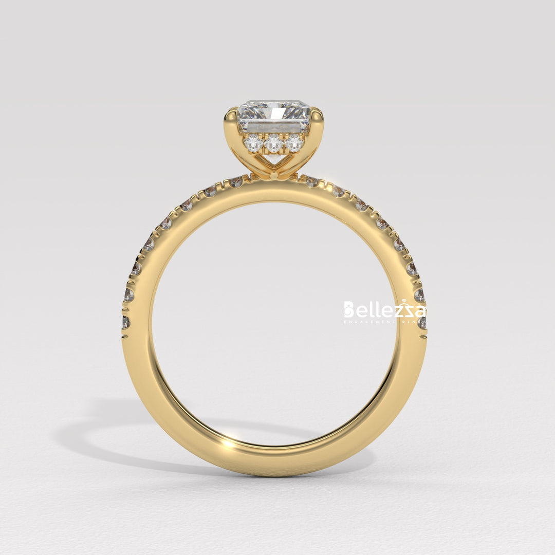 1.50-2.50CT Radiant Cut Hidden Halo Lab Grown Engagement Ring