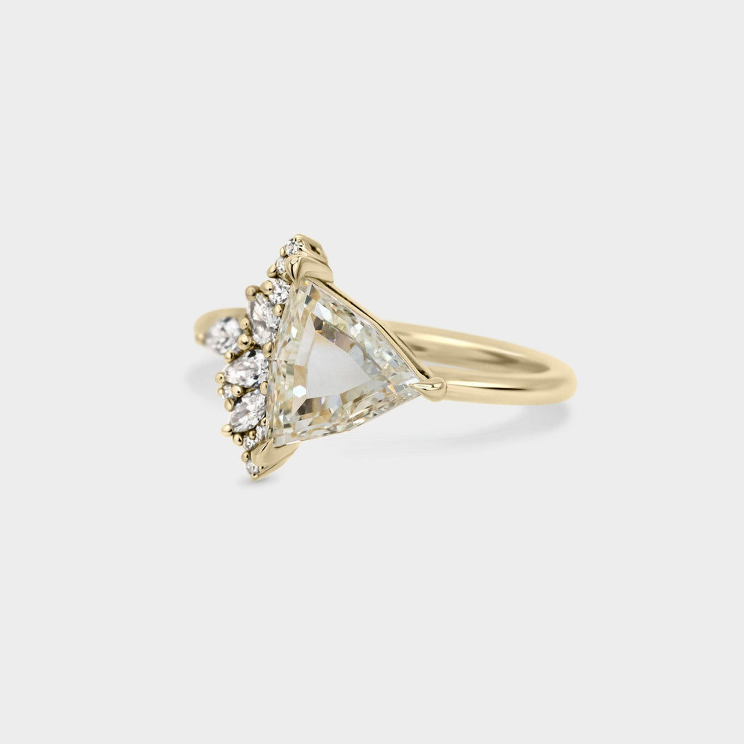 1.50CT Trillion Portrait Cut Cluster Setting Lab Grown Engagement Ring