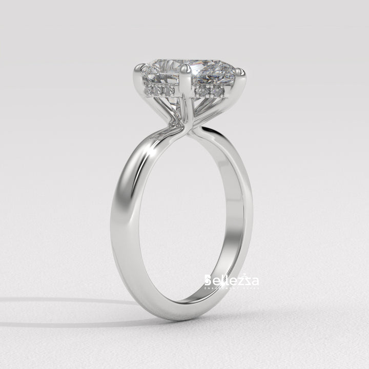 1.50-2.50CT Pear Cut Hidden Halo Lab Grown Engagement Ring