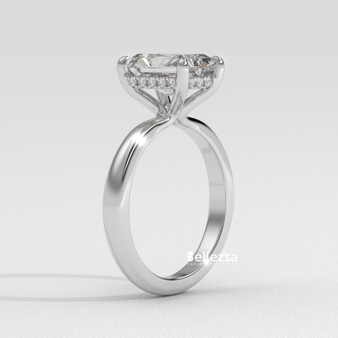 2.0-2.50CT Radiant Cut Hidden Halo Lab Grown Engagement Ring