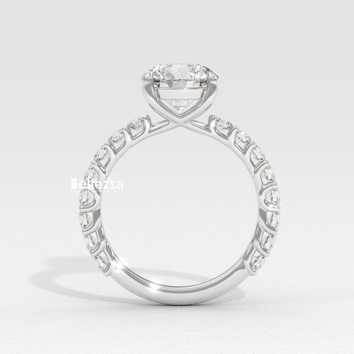 1.50-2.50CT Round Cut Pave Setting Lab Grown Engagement Ring