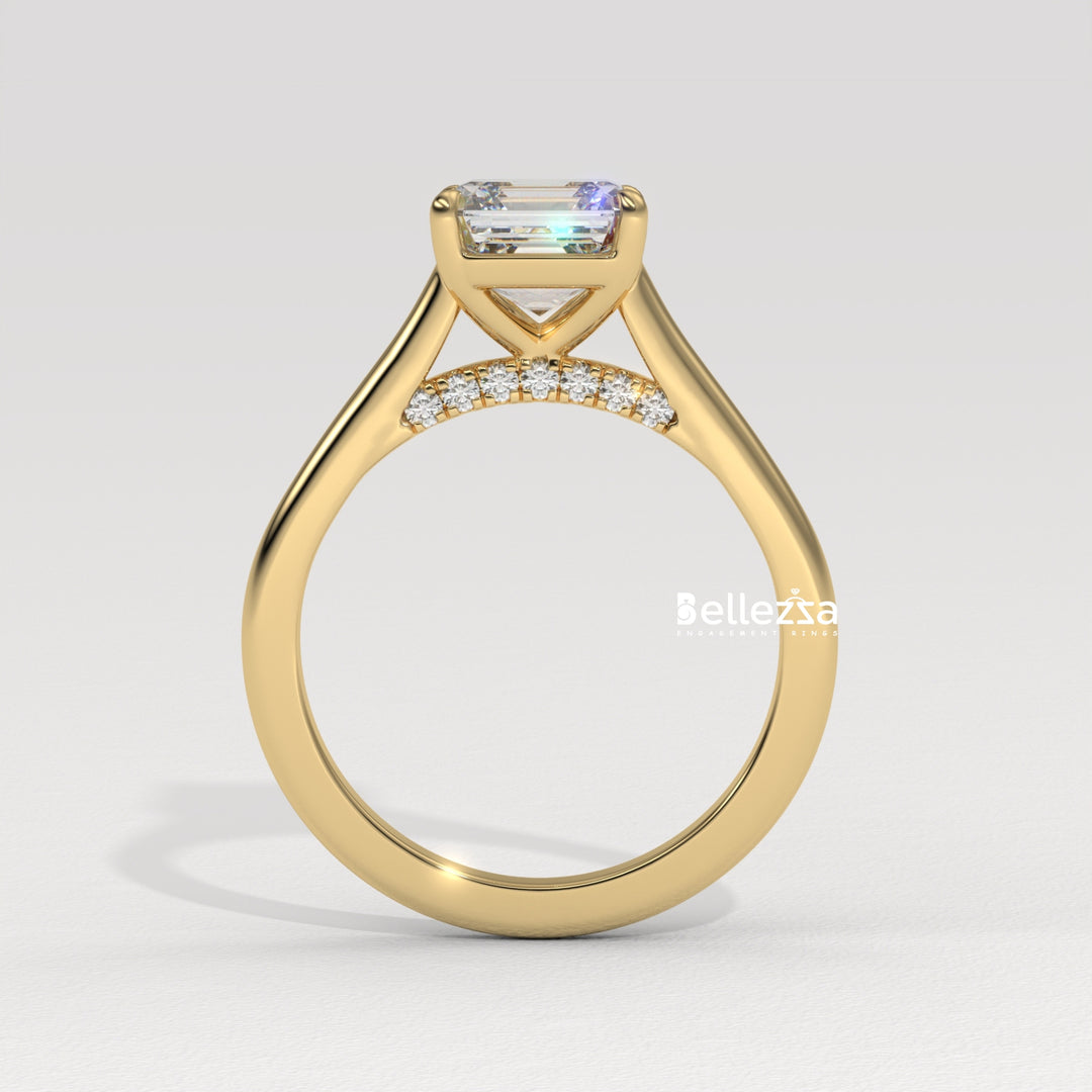 1.0-2.0CT Asscher Cut Solitaire CVD Diamond Engagement Ring