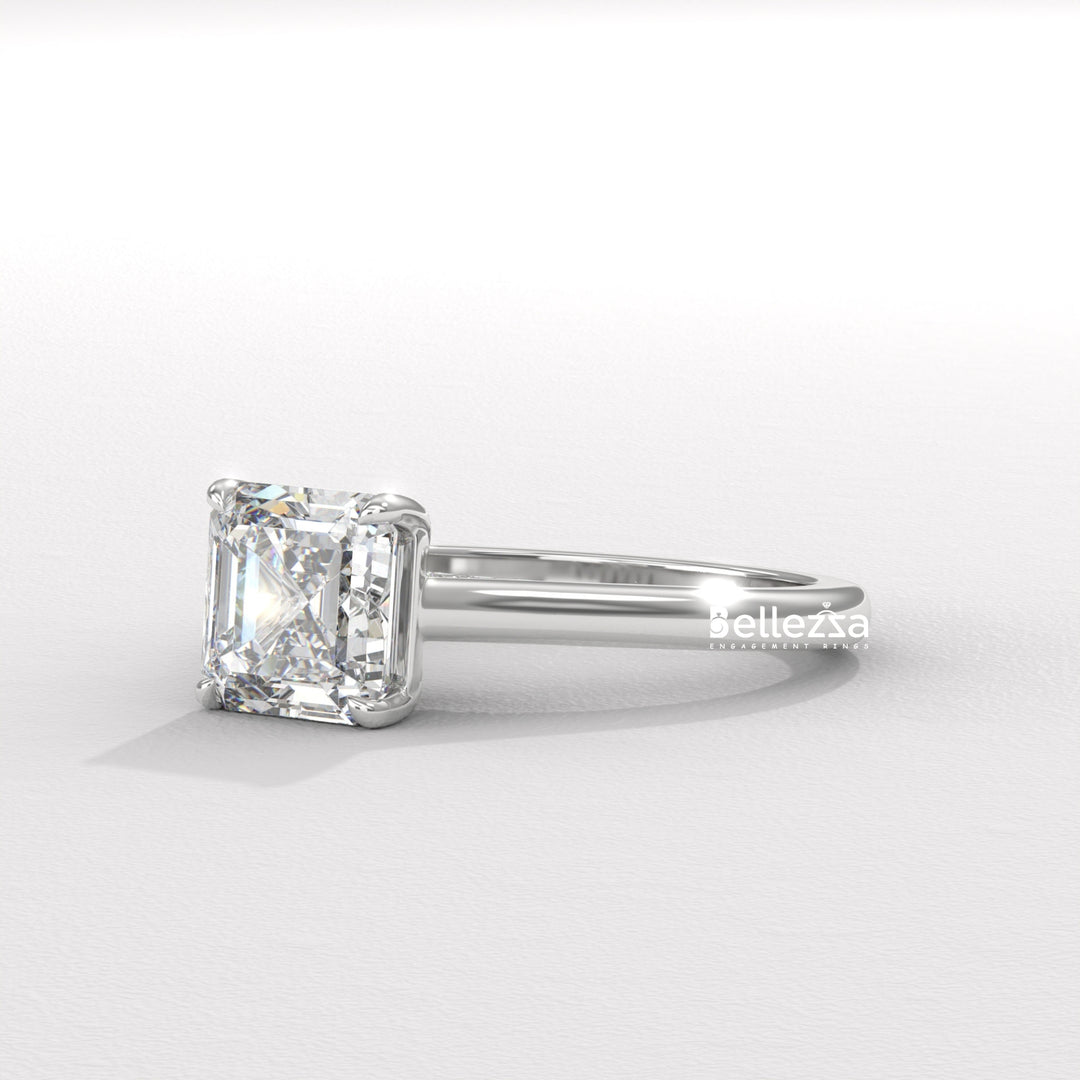 1.0-2.0CT Asscher Cut Solitaire CVD Diamond Engagement Ring