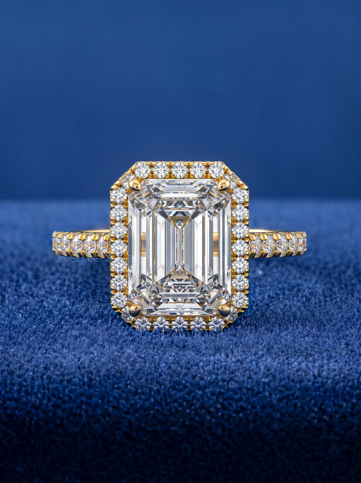 1.20 - 3.20 CT Radiant  Lab Grown Diamond Pave & Halo Style Engagement Ring