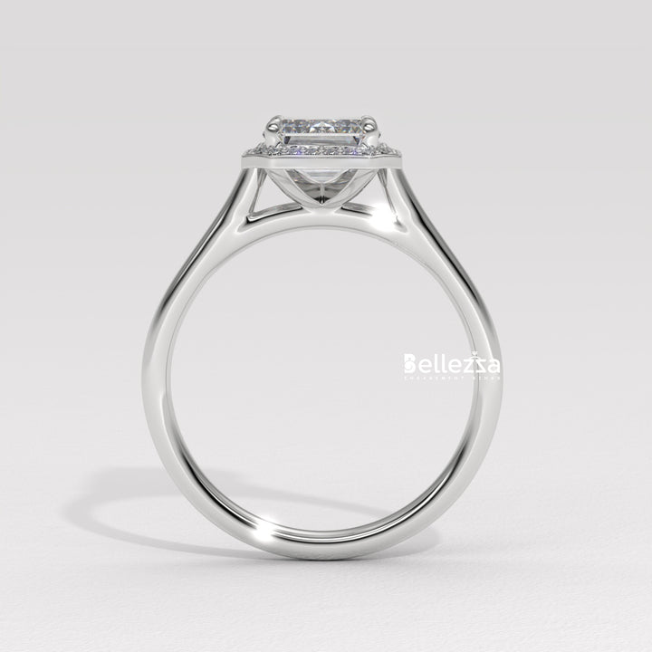 1.50-2.50CT Emerald Cut Lab Grown Diamond Halo Set Engagement Ring