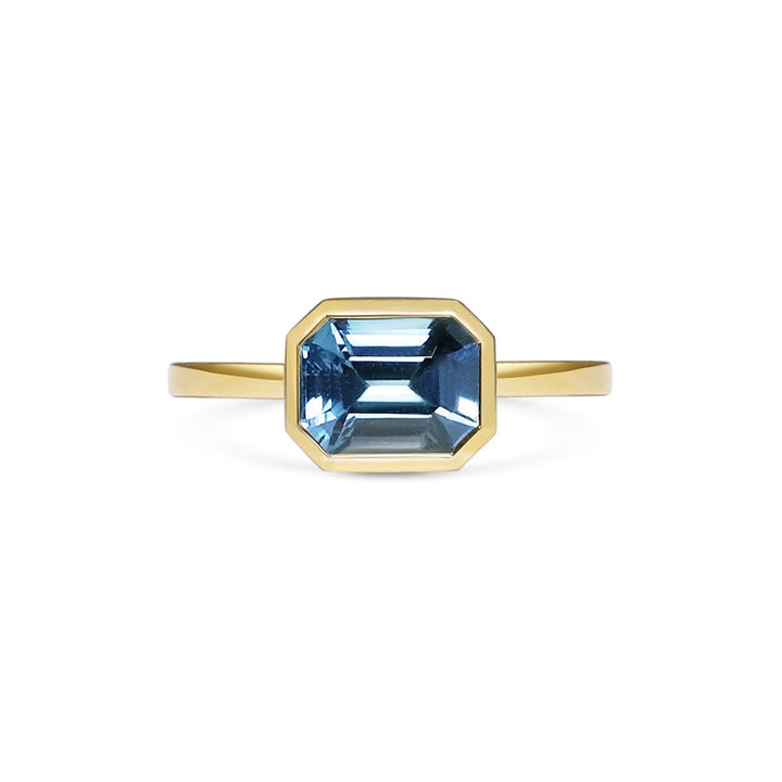 2.0CT Light Blue Emerald Cut East-West Bezel Setting Lab Grown Ring