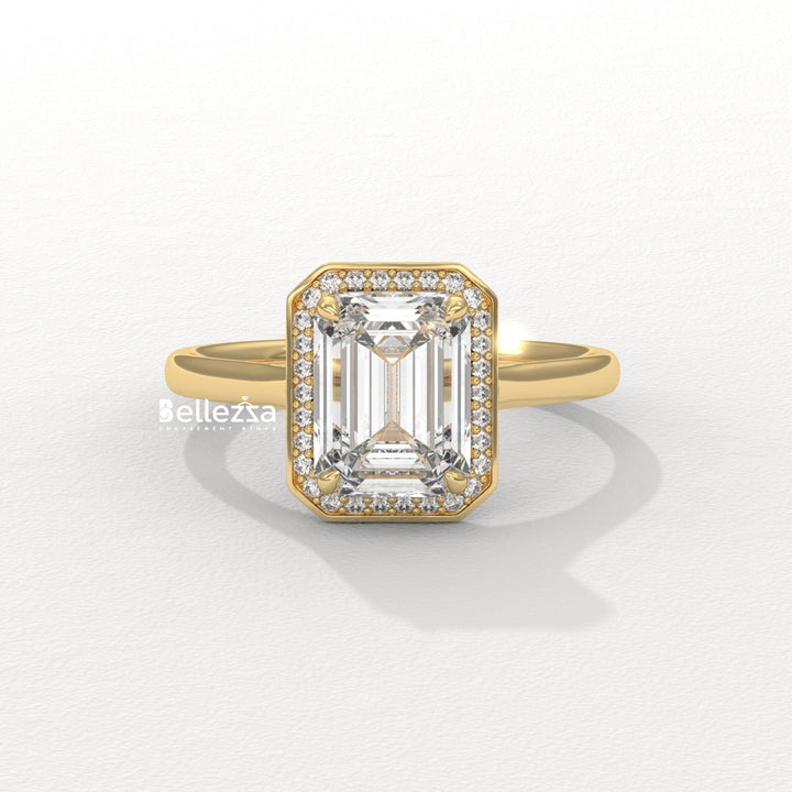 1.50-2.50CT Emerald Cut Lab Grown Diamond Halo Set Engagement Ring