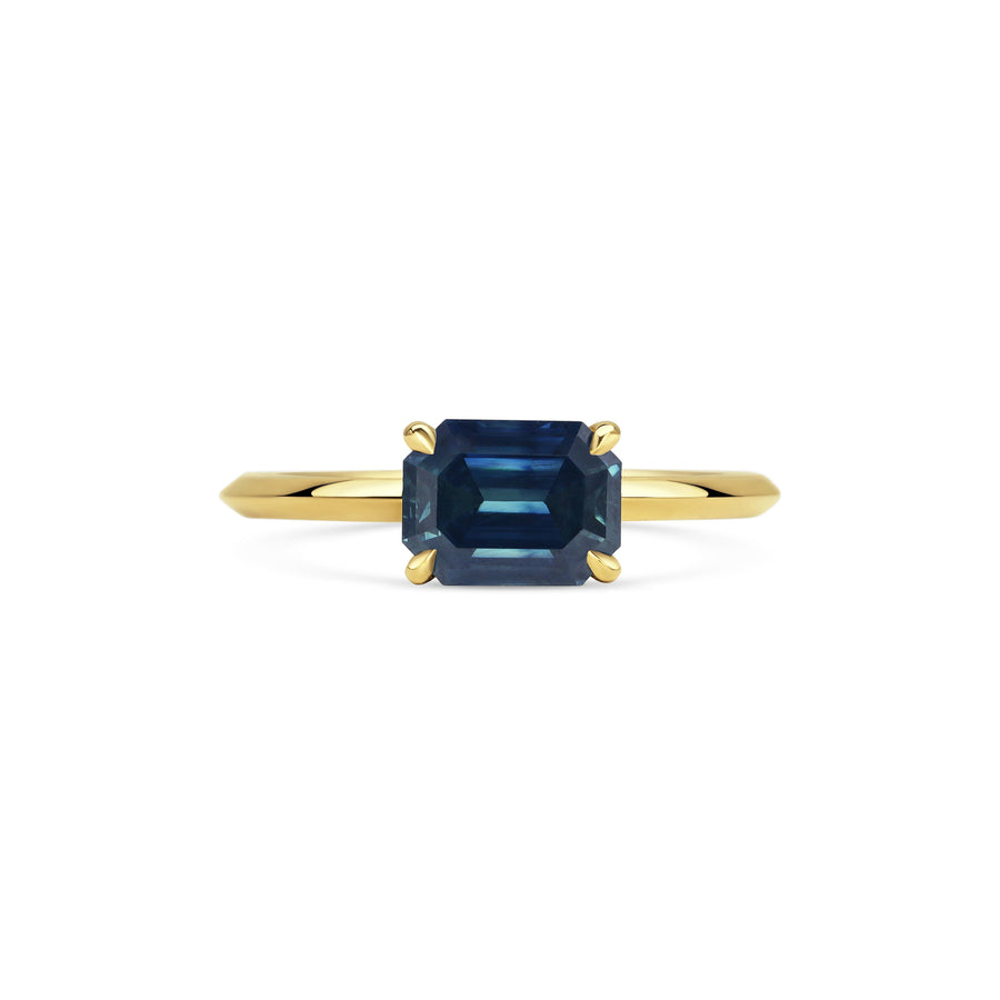 1.50CT Teal Blue Emerald Cut East-West Solitaire Lab Grown Engagement Ring