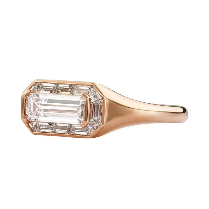 1.0CT Fancy Light Pink Emerald Halo Setting Lab Grown Engagement Ring