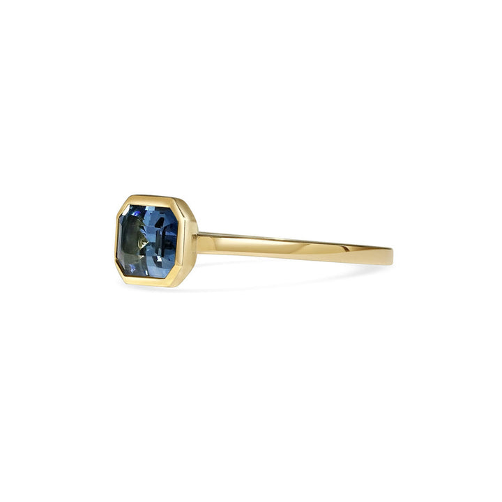 2.0CT Light Blue Emerald Cut East-West Bezel Setting Lab Grown Ring