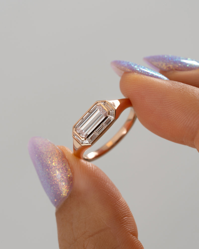 1.0CT Fancy Light Pink Emerald Halo Setting Lab Grown Engagement Ring