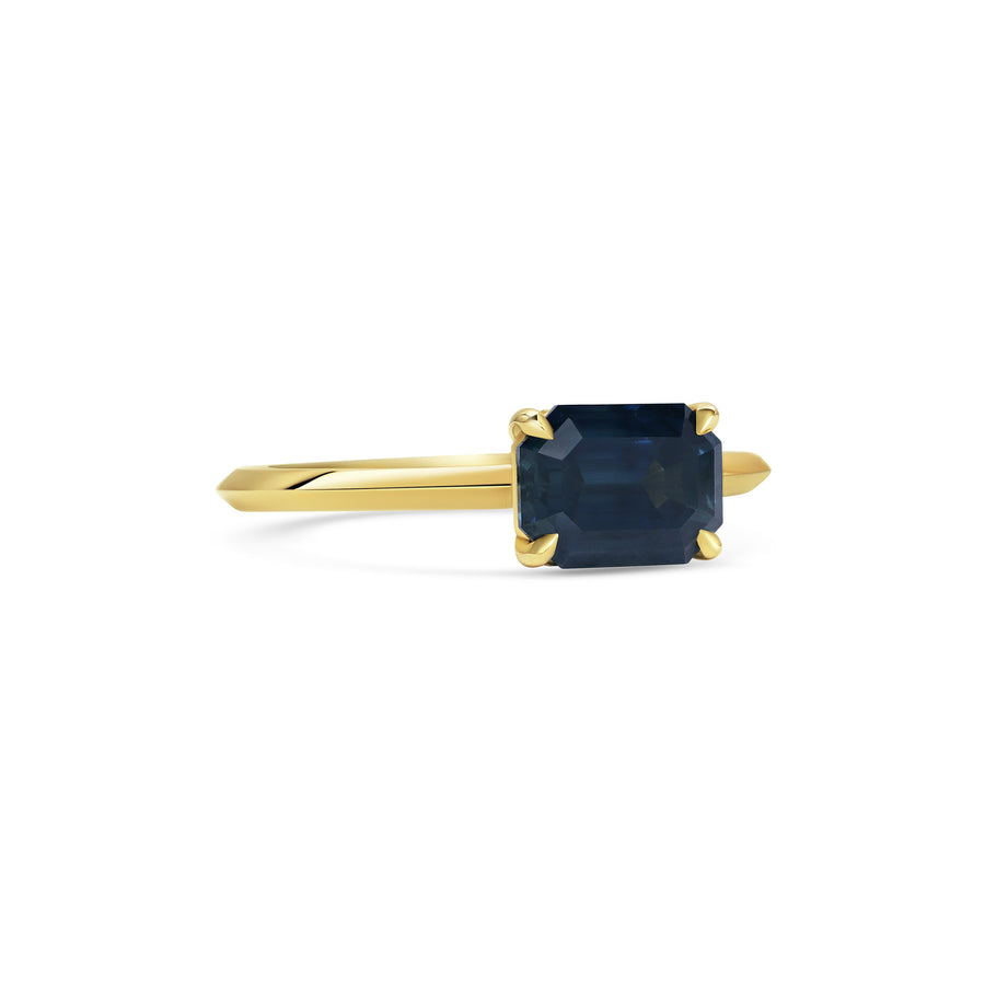 1.50CT Teal Blue Emerald Cut East-West Solitaire Lab Grown Engagement Ring