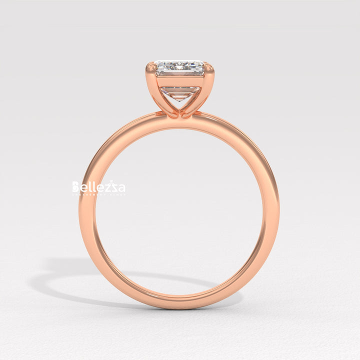 1.0-2.0CT Emerald Diamond Solitaire Setting Lab Grown Engagement Ring
