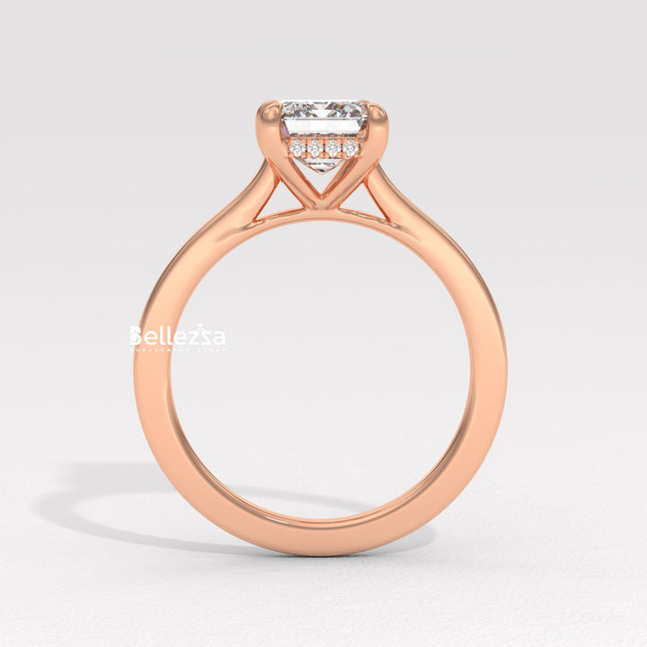 1.50-2.50CT Emerald Diamond Hidden Halo Lab Grown Engagement Ring