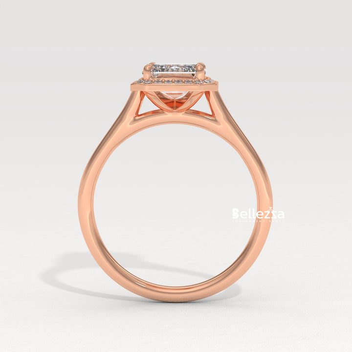 1.50-2.50CT Emerald Cut Lab Grown Diamond Halo Set Engagement Ring