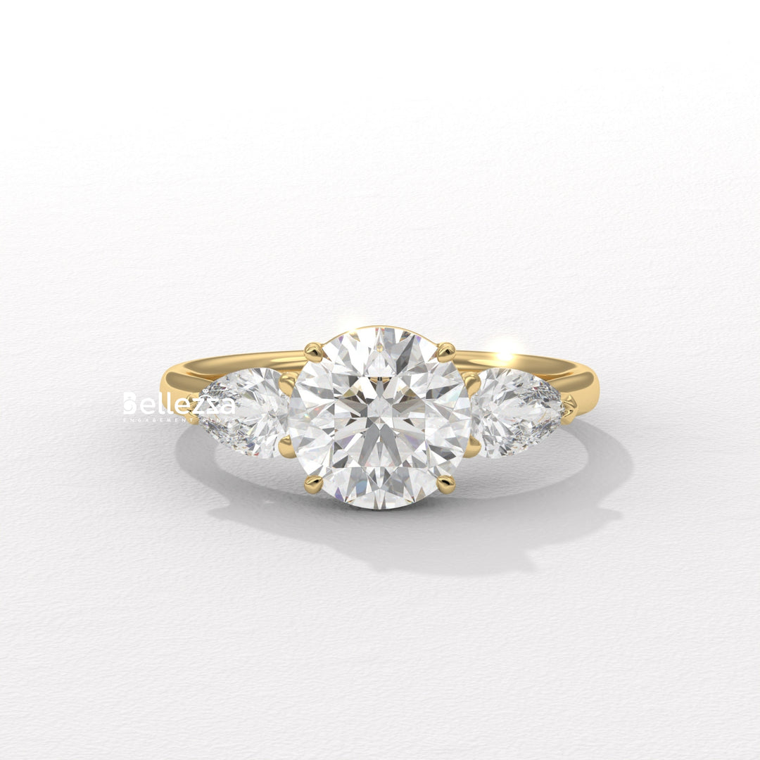 1.50-2.50CT Round Diamond Three Stone Lab Grown Engagement Ring