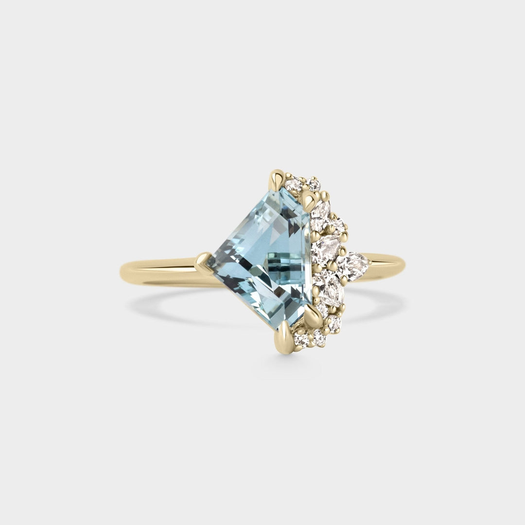 2.0CT Aquamarine Irregular Cut Cluster Setting Lab Grown Engagement Ring