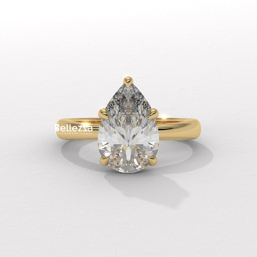 1.50-2.50CT Pear Cut Hidden Halo Lab Grown Engagement Ring