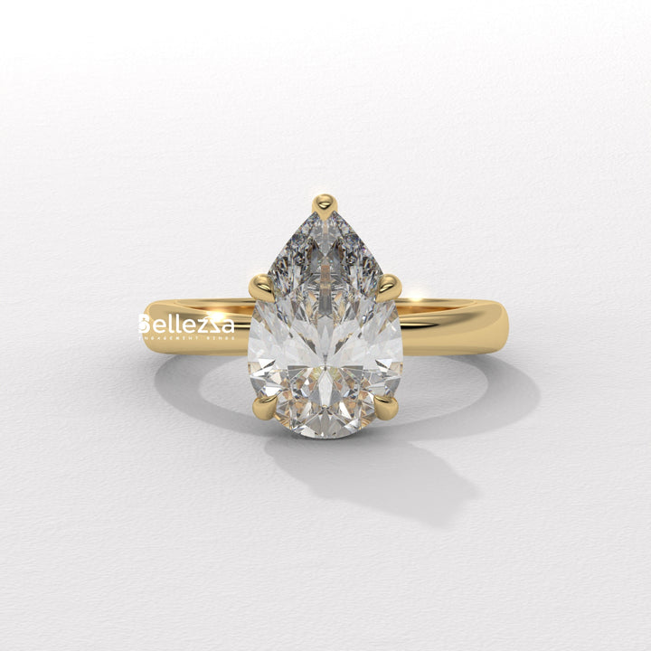 1.50-2.50CT Pear Cut Hidden Halo Lab Grown Engagement Ring