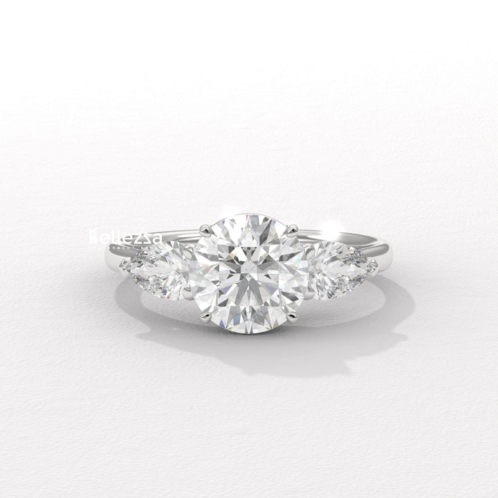 1.50-2.50CT Round Diamond Three Stone Lab Grown Engagement Ring