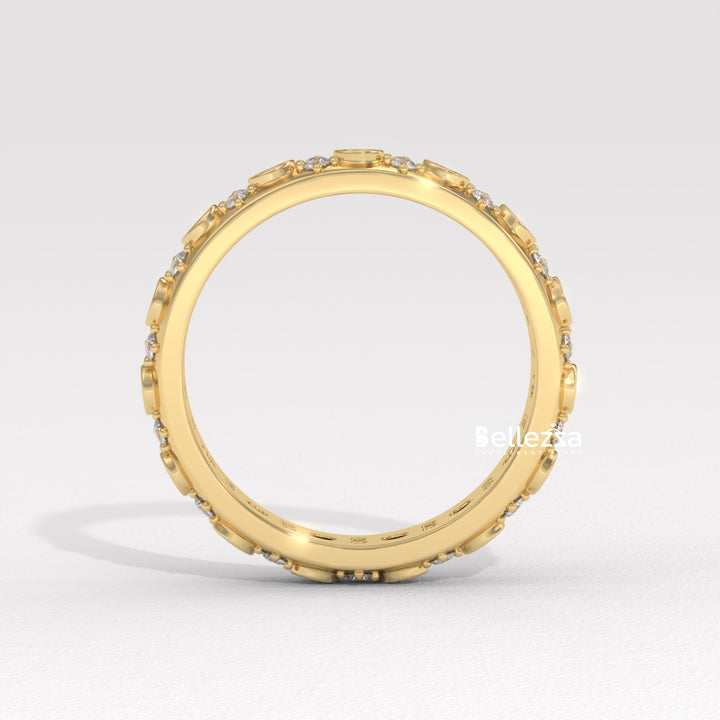 Round Diamond Cluster Setting Full Eternity Lab Grown Wedding Band