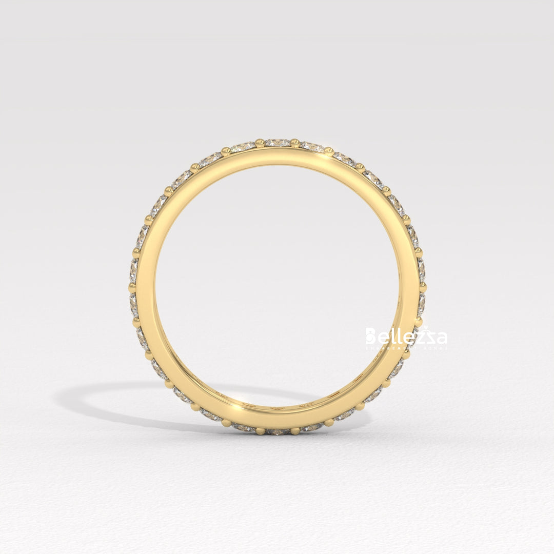 Round Diamond Full Eternity Pave Setting Lab Grown Wedding Band