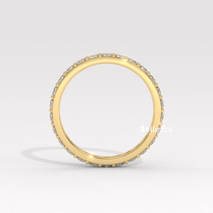 Round Diamond Full Eternity Pave Setting Lab Grown Wedding Band