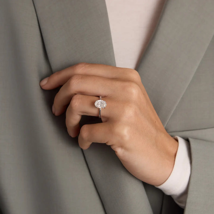 2.0CT Oval Cut Solitaire Moissanite Engagement Ring