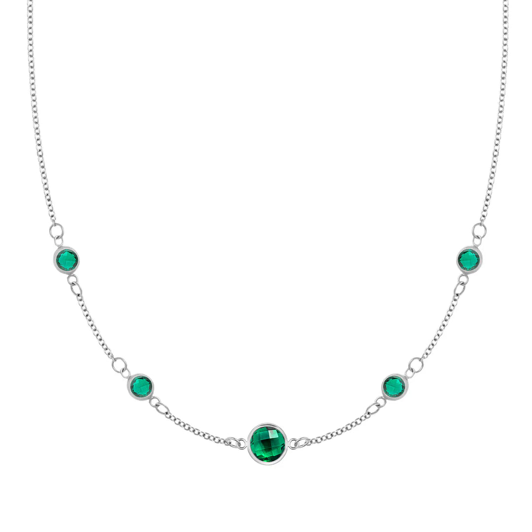 1.84TCW Round Cut Emerald Moissanite May Birthstone Necklace
