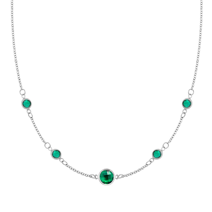 1.84TCW Round Cut Emerald Moissanite May Birthstone Necklace