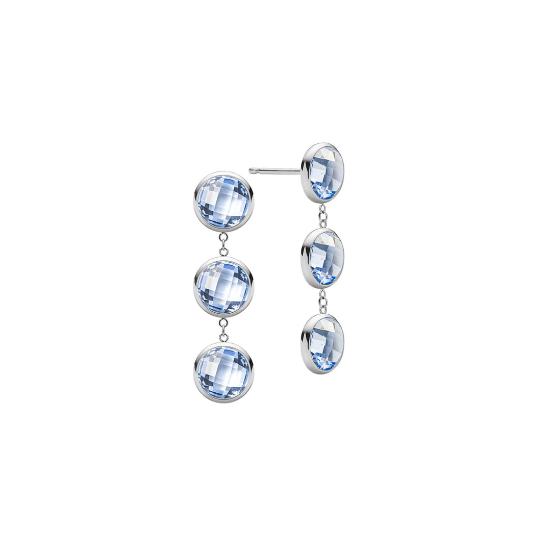2.70 TCW Round Aquamarine Moissanite March Birthstone Dangle Earrings