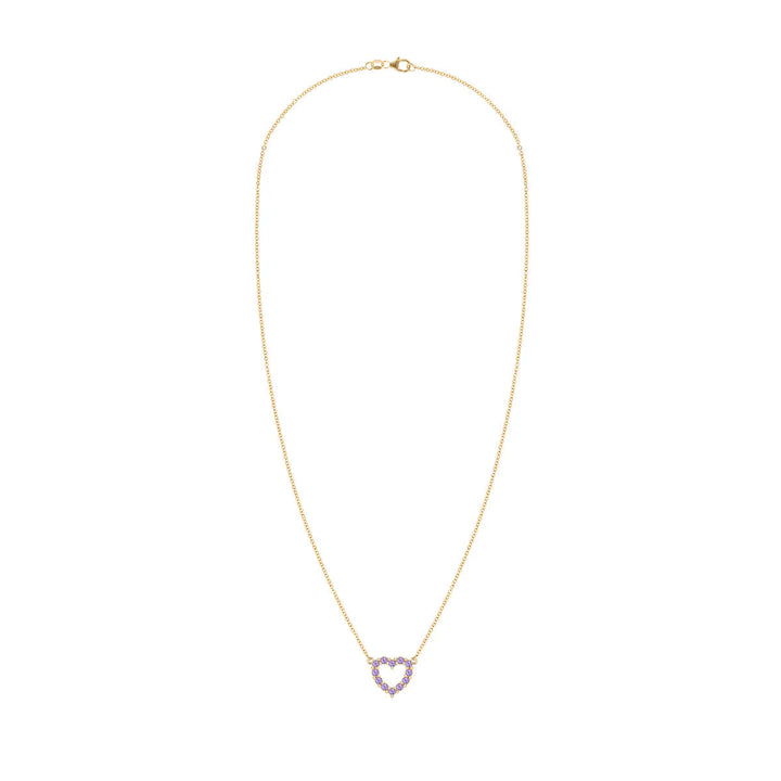 1.40 TCW Round Cut Open Heart Moissanite February Birthone Necklace