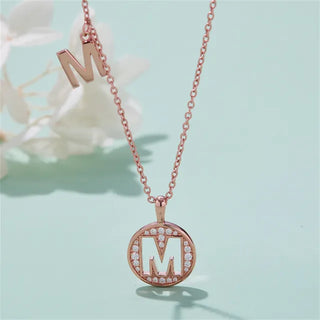 " M " Letter Moissanite Diamond Necklace for Women