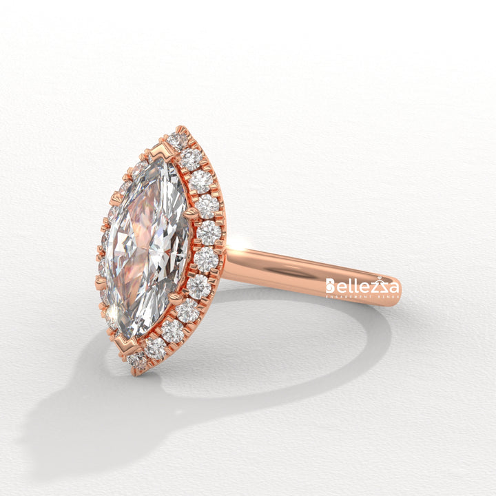 1.50-2.50CT Marquise Cut CVD Diamond Halo Setting Engagement Ring
