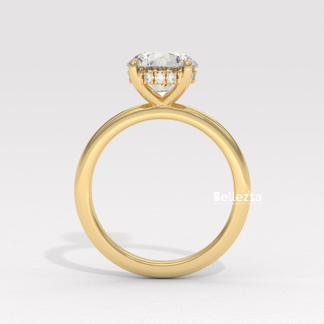 1.0-2.0CT Round Cut Hidden Halo Lab Grown Engagement Ring