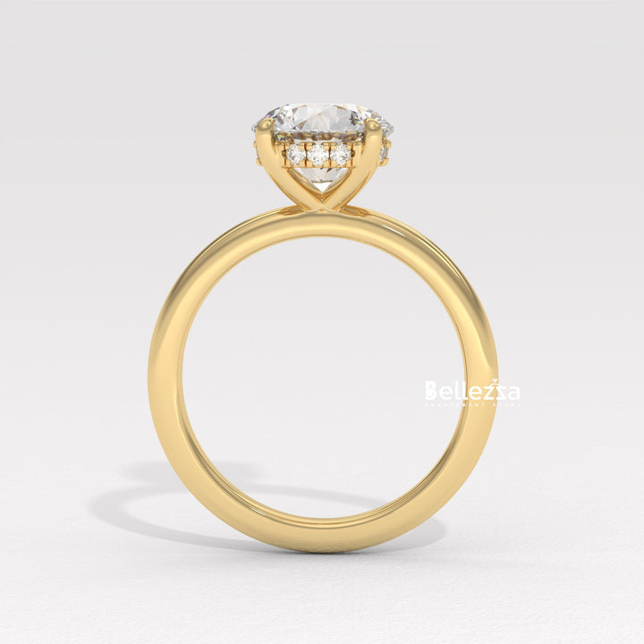1.0-2.0CT Round Cut Hidden Halo Lab Grown Engagement Ring