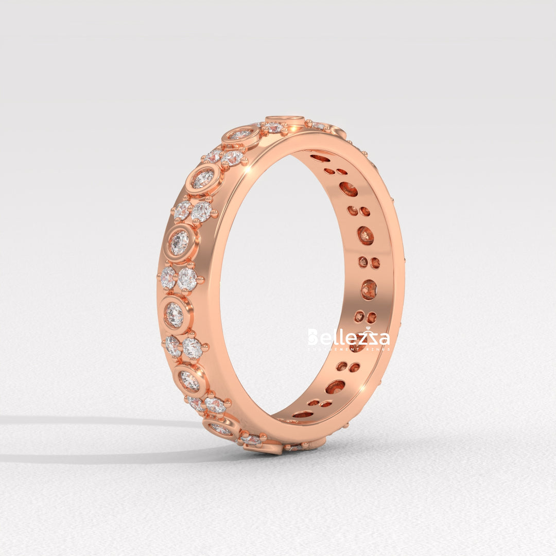 Round Diamond Cluster Setting Full Eternity Lab Grown Wedding Band