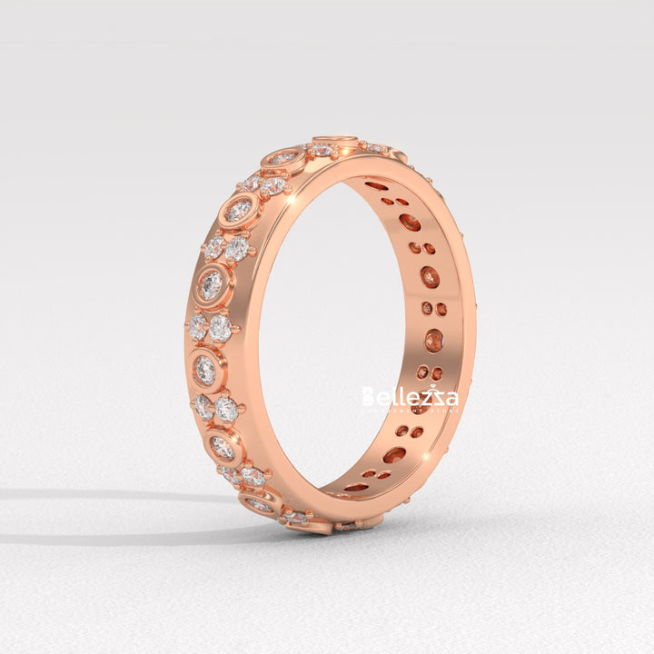 Round Diamond Cluster Setting Full Eternity Lab Grown Wedding Band