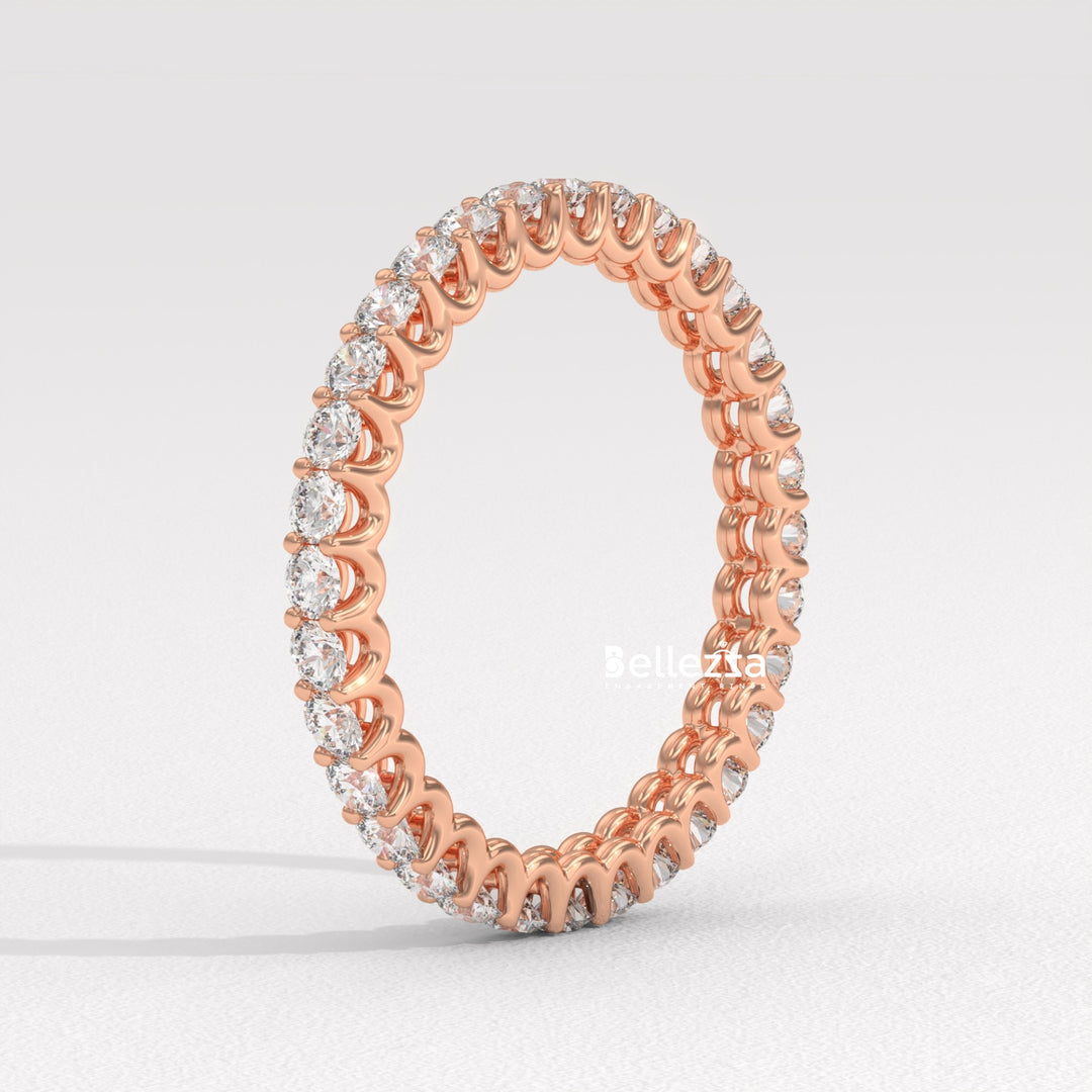 Round Diamond Full Eternity Pave Setting Lab Grown Wedding Band