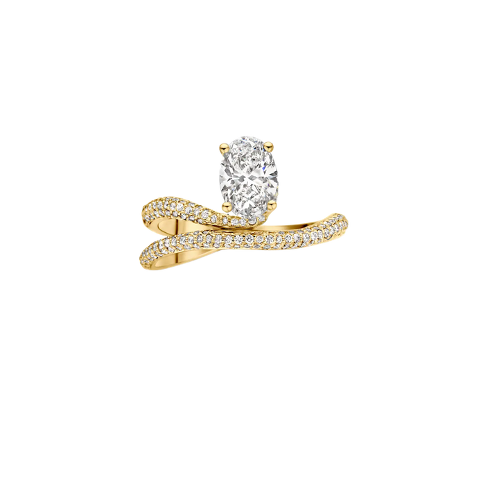 1.0CT Oval Cut Cluster Diamond Unique Engagement Ring