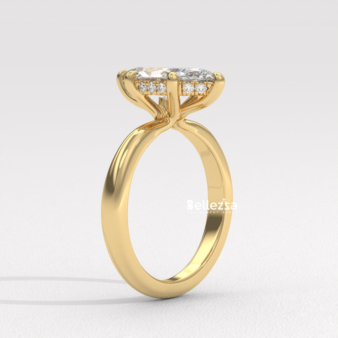 2.50-3.50CT Marquise Cut CVD Diamond Hidden Halo Engagement Ring