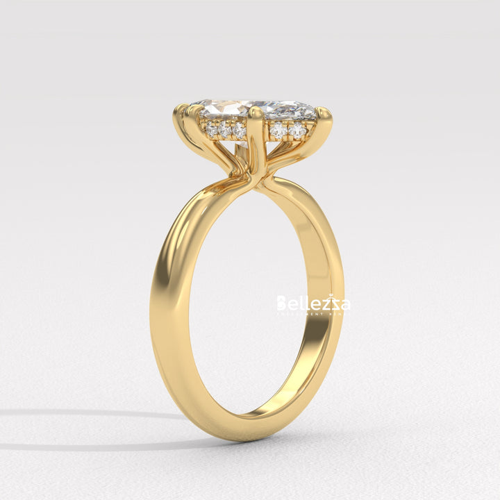 2.50-3.50CT Marquise Cut CVD Diamond Hidden Halo Engagement Ring