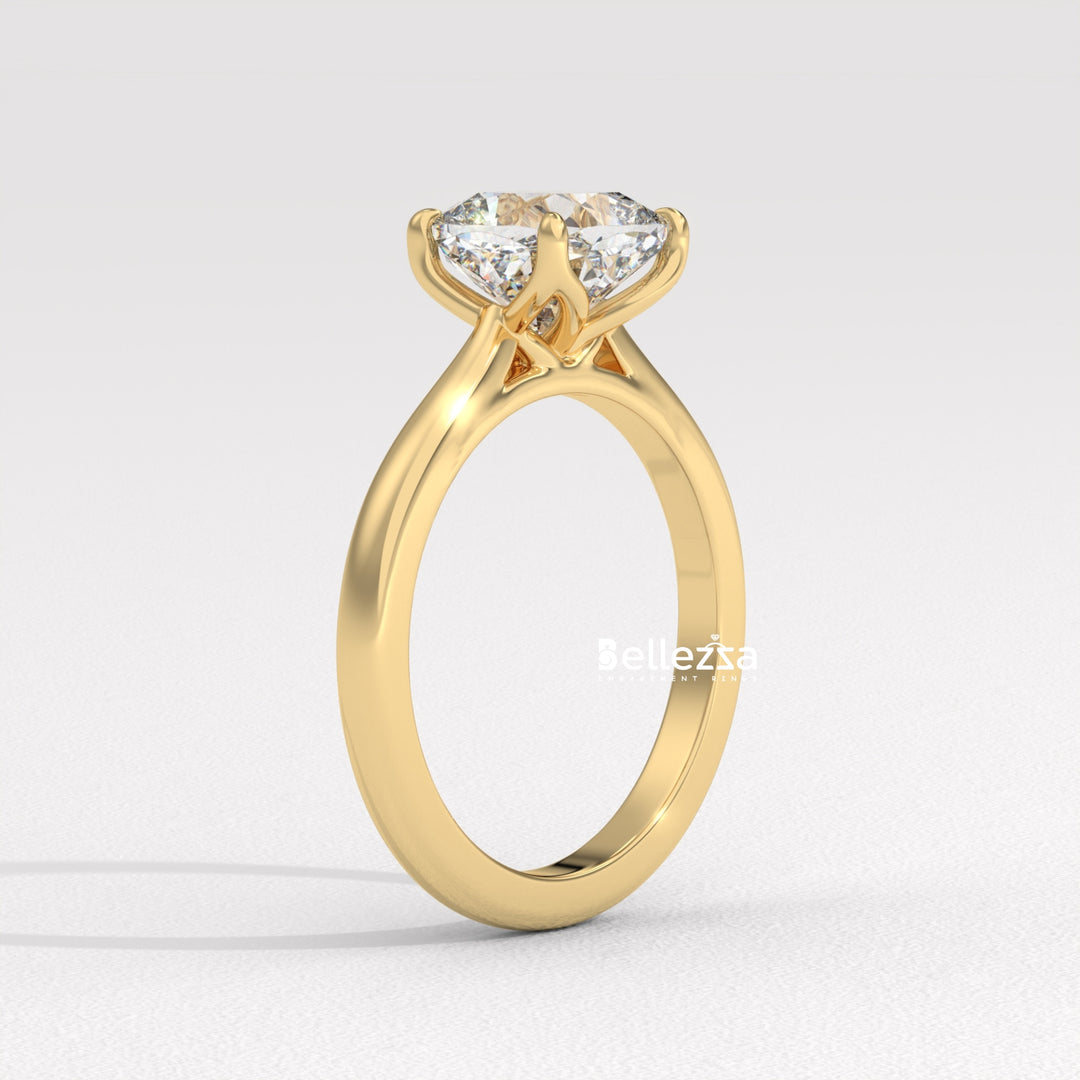 1.0-2.0CT Cushion Diamond Solitaire Setting Lab Grown Engagement Ring