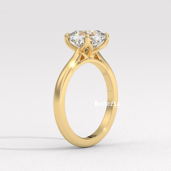1.0-2.0CT Cushion Diamond Solitaire Setting Lab Grown Engagement Ring