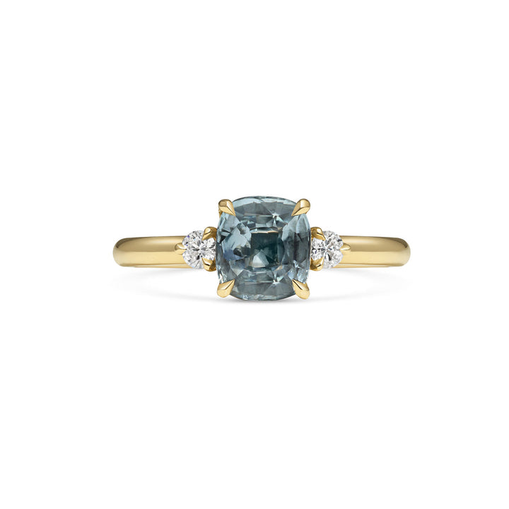 1.50CT Light Blue Cushion Cut Three Stone Lab Grown Engagement Ring