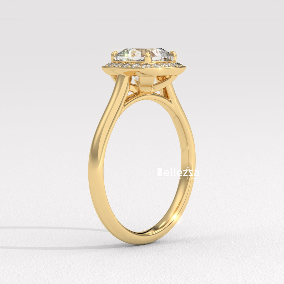 1.50-2.50CT Cushion Cut CVD Diamond Halo Setting Engagement Ring