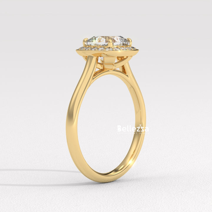 1.50-2.50CT Cushion Cut CVD Diamond Halo Setting Engagement Ring