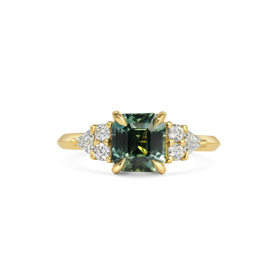 2.0CT Parti Sapphire Emerald Cut Three Stone Lab Grown Engagement Ring